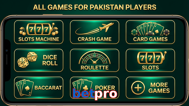 Main screen of Betpro games page for PK players