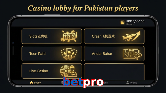 Lobby view of Betpro for Pakistan users